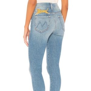 BNWT Mother 2019 Leopard Pant High Waisted Looker Ankle Fray; Size 28